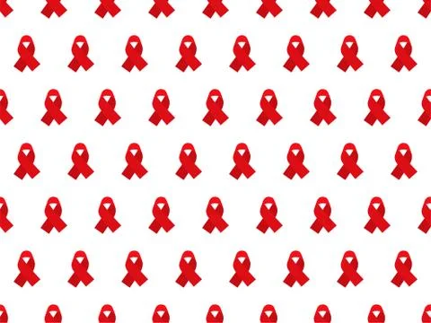 Red AIDS awareness ribbon vector seamless pattern Stock Illustration