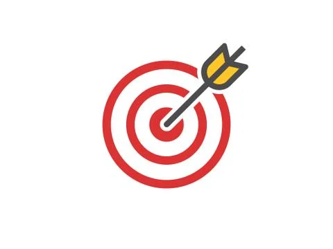 Red aim icon. Target and arrow concept. Perfect hit composition. Cross aim Stock Illustration