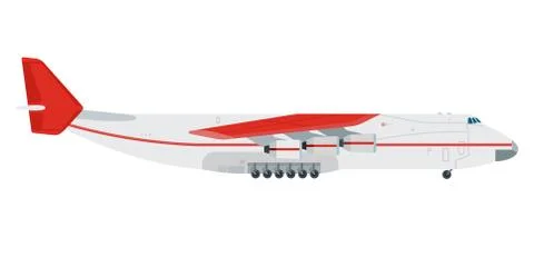 Red aircraft vector flat material design isolated object on white background. Stock Illustration