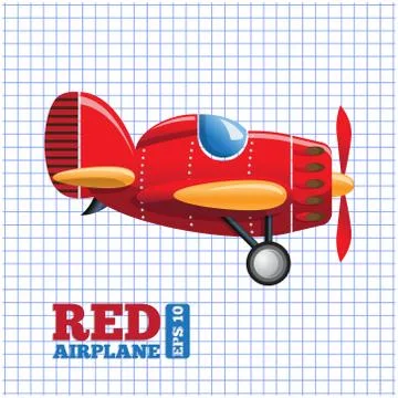 Red airplane on a background in a cage. Stock Illustration