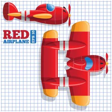 Red airplane on a background in a cage. Stock Illustration
