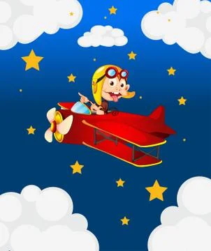 A red airplane with a boastful monkey Stock Illustration