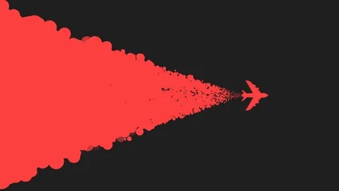 Red airplane moving from left to right with red blank screen at the end Stock Footage 72971159