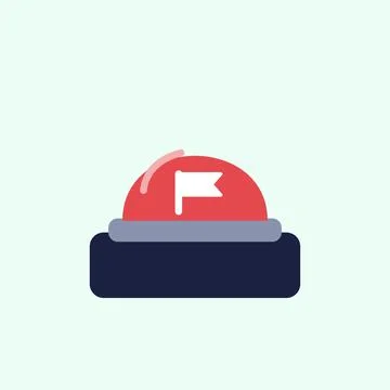 Red alarm button with flag icon, flat design vector illustration isolated on 库存插图