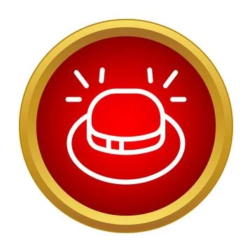 Red alarm button icon pushing emergency alert Stock Illustration