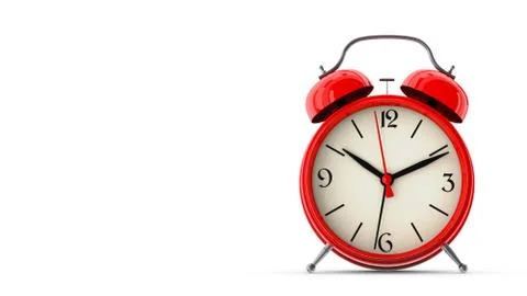 Red alarm clock. 3D render Illustrazione stock