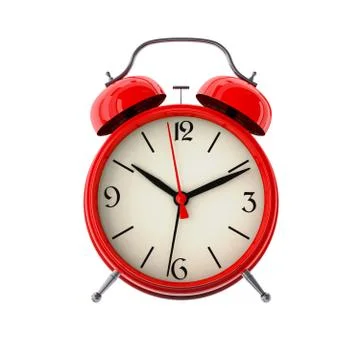 Red alarm clock. 3D render Illustrazione stock