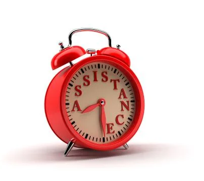 Red Alarm clock. 3D rendering. Stock Illustration