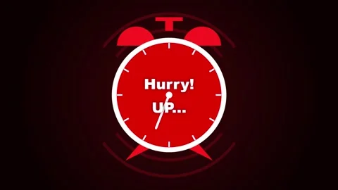 Red alarm clock animation with hurry up text urgency and deadline concept tim Stock Footage 346241765