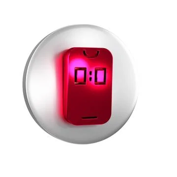 Red Alarm clock app smartphone interface icon isolated on transparent backg.. Stock Illustration