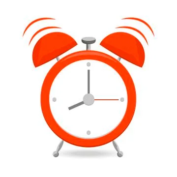 Red alarm clock with bells isolated on white background Illustrazione stock