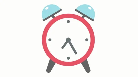 Red Alarm Clock with Blue Bells on White Background time wake up Stock Footage 320102957