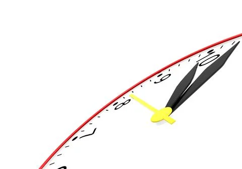 Red alarm clock close-up. 3D render Illustrazione stock