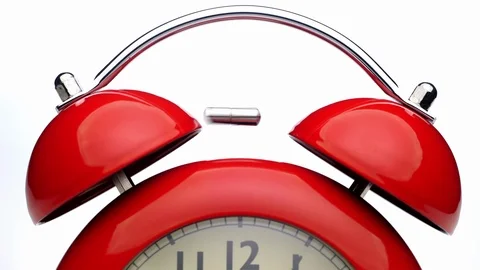 Red alarm clock. Close up view. Stock Footage 121080879