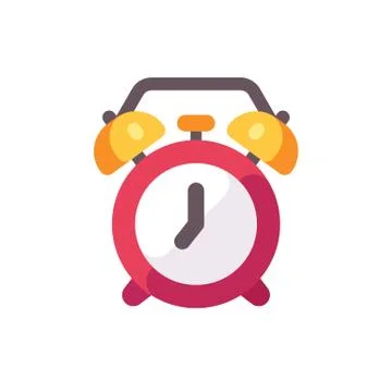 Red alarm clock flat icon Stock Illustration