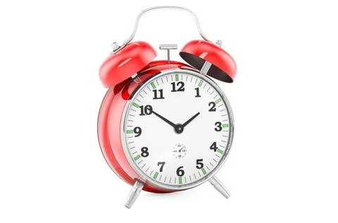 Red alarm clock, front view. 3D rendering Stock Illustration