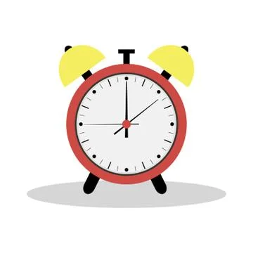 Red alarm clock icon. Flat Illustration. The silhouette of the clock. Illustrazione stock
