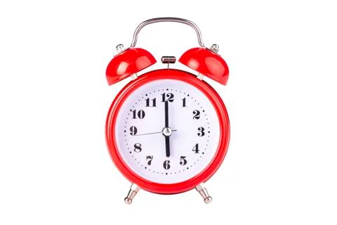 Red alarm clock isolate Stock Photos