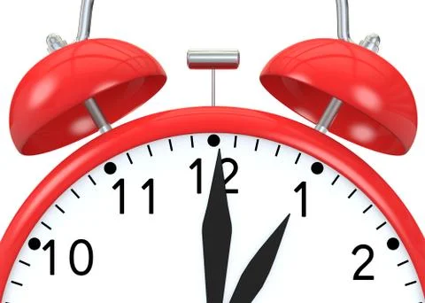 Red alarm clock on an isolated background Illustrazione stock