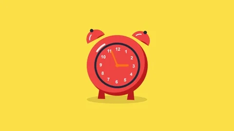 Red Alarm Clock Isolated on Yellow Background Video stock 342585179