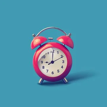 Red alarm clock is ringing. Retro alarm clock. - Vector Stock Illustration
