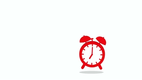 The red alarm clock rings at seven o'clock on a white background and on a Stock Footage 200099007