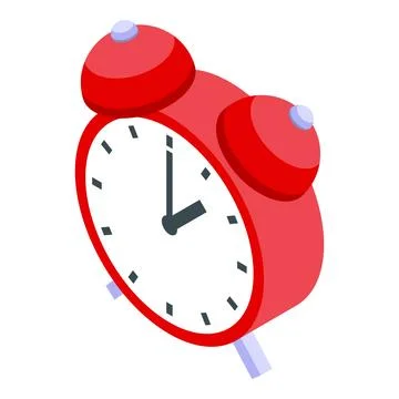 Red alarm clock showing time passing isometric icon イラスト素材