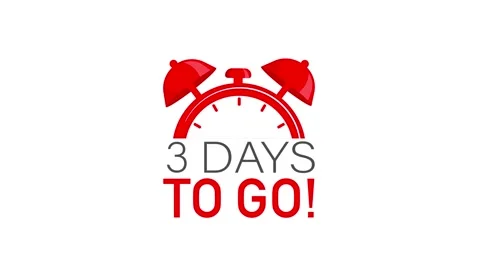 Red Alarm Clock with Three Days to Go Countdown on White and Green Screen Stock Footage 319028045