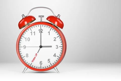 Red alarm clock on a white background. 3d render. Stockillustratie