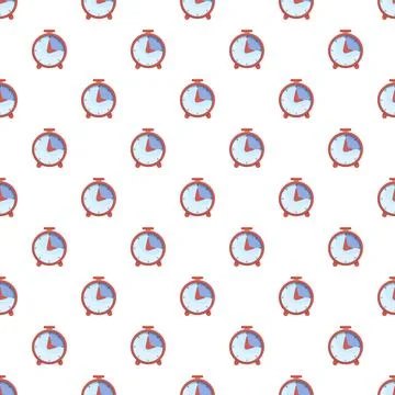 Red alarm clocks seamless pattern indicating reminder deadline Stock Illustration