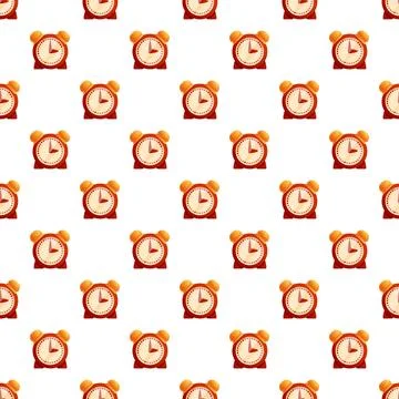 Red alarm clocks seamless pattern background Stock Illustration