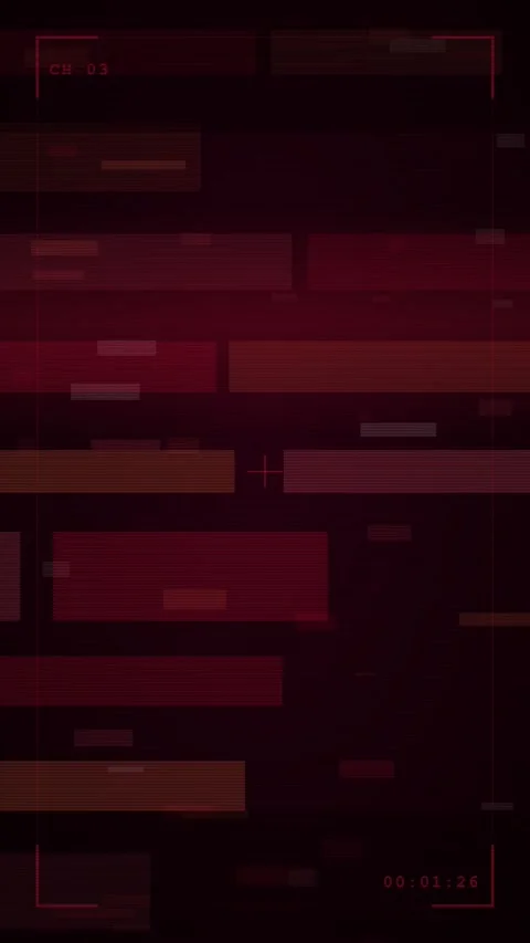 Red alert on black camera hud frame overlay animation, glitch motion background Stock Footage 346233496