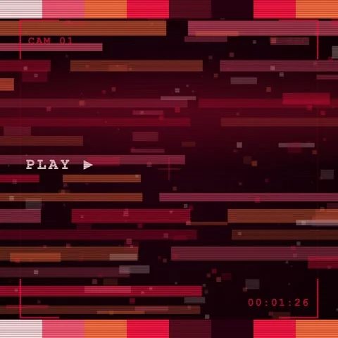 Red alert on black vhs tracking distortion animation, glitch motion background Stock Footage 346233382