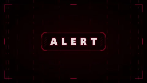 Red alert digital warning sign hud overlay for cybersecurity and system err.. Stock Footage 337562197