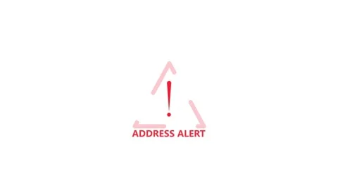 Red Alert Symbol with Exclamation Mark and Address Text Notification Urgent.. Stock Footage 340123626