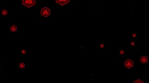 Red Alert Symbols on Black Background Indicating Digital Warning and Securi.. Stock Footage 344510550