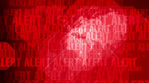 Red alert text and world map modern mandatory notice for urgent, high priority Stock Footage 271733042