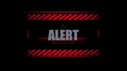 Red alert warning sign flashing digital interface display graphic concept for Stock Footage 345568050