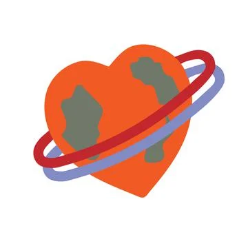 Red alien planet in the form of a heart. Stock Illustration