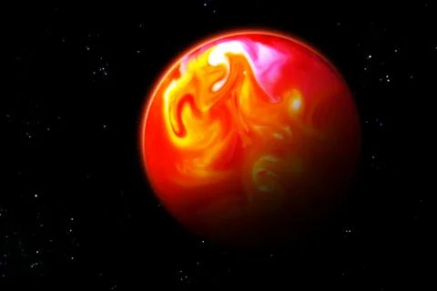 Red alien planet / moon  sun against star field background Stock Illustration