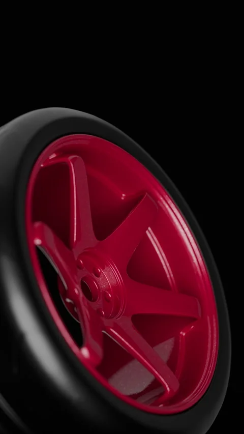 Red Alloy Wheel Close Up Stock Footage 325218071