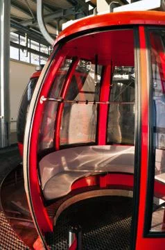 Red alpine cable car Stock Photos