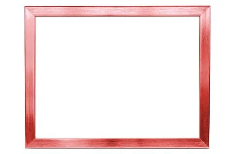 Red aluminum empty photo frame on white background Foto stock