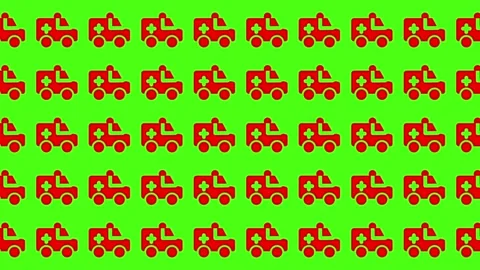 Red ambulance icons seamless pattern on chroma key green background Stock Footage 344875368