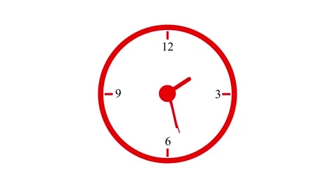 Red analog clock animated, showing time passing in a seamless loop with bol.. Stock Footage 340609981