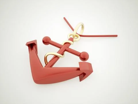 Red anchor rendered on white background Stock Illustration