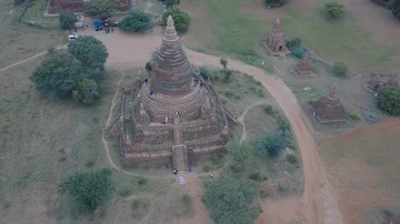 Red ancient stupas made of red bricks Stock Footage 85899582