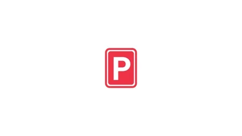 Red and animation White Parking Sign with a Large White Letter P on a White.. Stock Footage 321996528