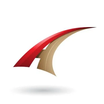 Red and Beige Dynamic Flying Letter A Vector Illustration 스톡 일러스트