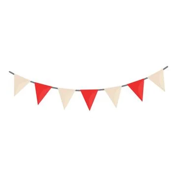 Red and beige triangle flags hanging on a string decoration Stock Illustration